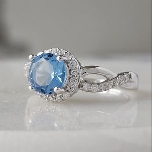 Blue Topaz gemstone ring, 925 Sterling Silver